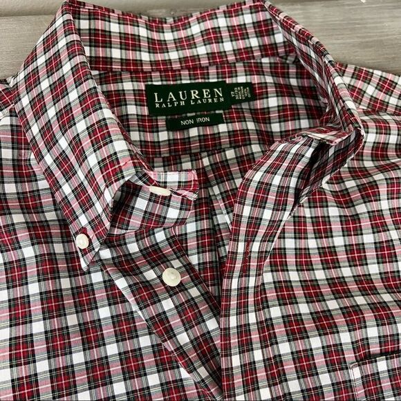 ‎Lauren Ralph Lauren Red Plaid Button Classic Shirt - Picture 4 of 9